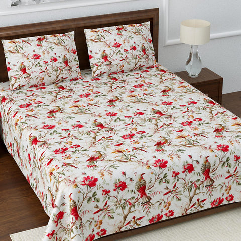 Bird Collection Pure Cotton King Bedsheet